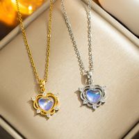 Beautiful Temperament Aurora Love Necklace Korean Style Light Luxury Colorful Crystal Stainless Steel Clavicle Chain Live Broadcast Popular Ornament main image 1