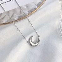 Super Fairy Zircon Moon Necklace ~ Ins Special-interest Design Super Flash High-grade Light Luxury Clavicle Chain 2023 New Fashion Women main image 2
