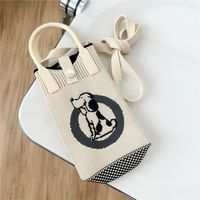 Women's Mini All Seasons Knit Animal Heart Shape Elegant Basic Bucket Buckle Shoulder Bag Handbag sku image 5