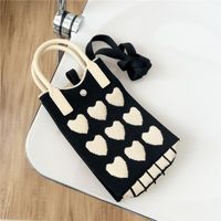 Women's Mini All Seasons Knit Animal Heart Shape Elegant Basic Bucket Buckle Shoulder Bag Handbag sku image 7