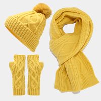 Women's Casual Simple Style Solid Color Acrylic Scarf Hat Gloves 1 Set sku image 4