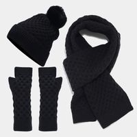 Women's Simple Style Solid Color Acrylic Scarf Hat Gloves 1 Set sku image 1