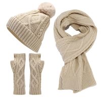 Women's Casual Simple Style Solid Color Acrylic Scarf Hat Gloves 1 Set main image 2