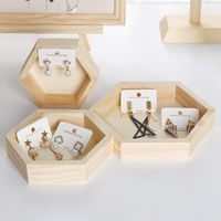 Simple Style Artistic Hexagon Solid Wood Jewelry Rack sku image 1