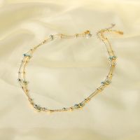 Stainless Steel 18K Gold Plated Vintage Style Plating Eye Acrylic Glass Bead Necklace main image 6