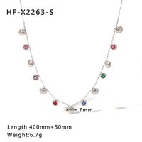 304 Stainless Steel 18K Gold Plated Streetwear Plating Inlay Shell Zircon Necklace sku image 3