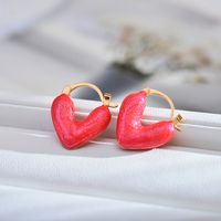 1 Par Básico Forma De Corazón Cobre Aretes sku image 1