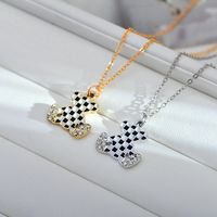 Simple Style Checkered Alloy Bear Plating Women's Pendant Necklace main image 1