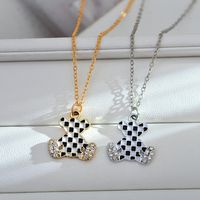 Simple Style Checkered Alloy Bear Plating Women's Pendant Necklace main image 3