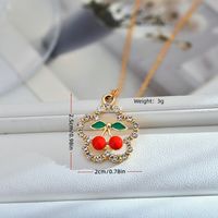 Simple Style Cherry Alloy Titanium Steel Plating Inlay Rhinestones Women's Pendant Necklace main image 4