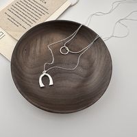 Elegant U Shape Round Sterling Silver Double Layer Necklaces In Bulk main image 5