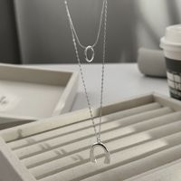 Elegant U Shape Round Sterling Silver Double Layer Necklaces In Bulk main image 2