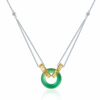 Chinoiserie Double Ring Jade Sterling Silver Pendant Necklace In Bulk main image 2
