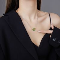 Chinoiserie Double Ring Jade Sterling Silver Pendant Necklace In Bulk sku image 1