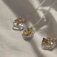 Simple Style Letter Heart Shape Sterling Silver Gold Plated Pendant Necklace In Bulk main image 5