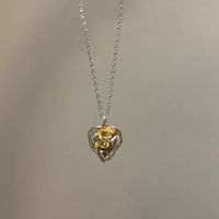 Simple Style Letter Heart Shape Sterling Silver Gold Plated Pendant Necklace In Bulk main image 2