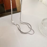 925 Sterling Silver Double Layer Twin Snake Bone Fine Necklace Female Special-interest Design High-grade Olive Choker Blade Clavicle Chain main image 4