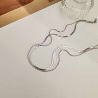 925 Sterling Silver Double Layer Twin Snake Bone Fine Necklace Female Special-interest Design High-grade Olive Choker Blade Clavicle Chain main image 3