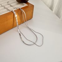 925 Sterling Silver Double Layer Twin Snake Bone Fine Necklace Female Special-interest Design High-grade Olive Choker Blade Clavicle Chain main image 2