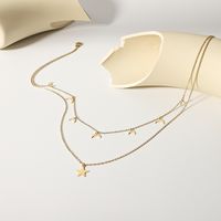 Stainless Steel Modern Style Simple Style Plating Inlay Star Moon Layered Necklaces main image 5