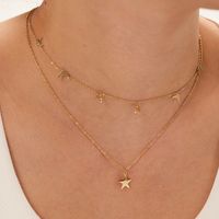 Stainless Steel Modern Style Simple Style Plating Inlay Star Moon Layered Necklaces main image 6