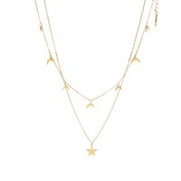 Stainless Steel Modern Style Simple Style Plating Inlay Star Moon Layered Necklaces main image 2