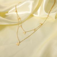 Stainless Steel Modern Style Simple Style Plating Inlay Star Moon Layered Necklaces main image 4