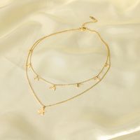 Stainless Steel Modern Style Simple Style Plating Inlay Star Moon Layered Necklaces main image 3