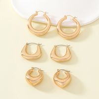 1 Set Vintage Style Round Solid Color Plating Alloy Hoop Earrings main image 5