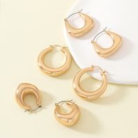 1 Set Vintage Style Round Solid Color Plating Alloy Hoop Earrings main image 4