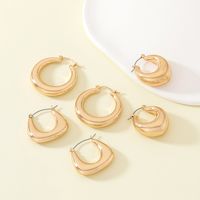 1 Set Vintage Style Round Solid Color Plating Alloy Hoop Earrings main image 3