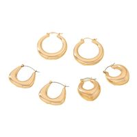 1 Set Vintage Style Round Solid Color Plating Alloy Hoop Earrings main image 2