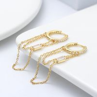 1 Pair Elegant Luxurious Modern Style Chain Tassel Plating Inlay Sterling Silver Zircon White Gold Plated Rhodium Plated Silver Plated Drop Earrings main image 1