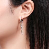 1 Pair Elegant Luxurious Modern Style Chain Tassel Plating Inlay Sterling Silver Zircon White Gold Plated Rhodium Plated Silver Plated Drop Earrings main image 2