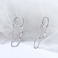 1 Pair Simple Style Geometric Solid Color Plating Inlay Sterling Silver Diamond White Gold Plated Hoop Earrings main image 4
