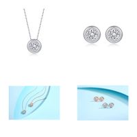 Modern Style Simple Style Classic Style Round Sterling Silver 14k Gold Plated Rose Gold Plated White Gold Plated Zircon Pendant Necklace In Bulk main image 4