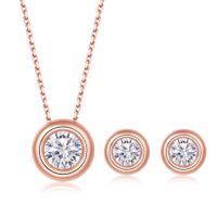 Modern Style Simple Style Classic Style Round Sterling Silver 14k Gold Plated Rose Gold Plated White Gold Plated Zircon Pendant Necklace In Bulk main image 3