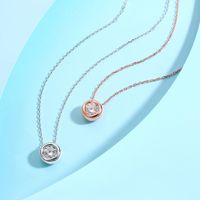 Modern Style Simple Style Classic Style Round Sterling Silver 14k Gold Plated Rose Gold Plated White Gold Plated Zircon Pendant Necklace In Bulk main image 5