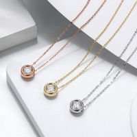 Modern Style Simple Style Classic Style Round Sterling Silver 14k Gold Plated Rose Gold Plated White Gold Plated Zircon Pendant Necklace In Bulk main image 1