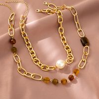 Vintage Style Color Block Imitation Pearl Natural Stone Aluminum Plating Women's Necklace main image 4