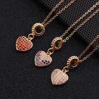 Europe And America Cross Border Love Pendant Necklace Micro-inlaid Color Zircon Clavicle Chain Geometric Girl Pendant Heart-shaped Necklace main image 5