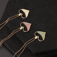 Europe And America Cross Border Love Pendant Necklace Micro-inlaid Color Zircon Clavicle Chain Geometric Girl Pendant Heart-shaped Necklace main image 4