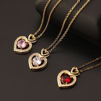Europe And America Cross Border Love Pendant Necklace Micro-inlaid Color Zircon Clavicle Chain Geometric Girl Pendant Heart-shaped Necklace main image 3