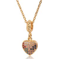 Europe And America Cross Border Love Pendant Necklace Micro-inlaid Color Zircon Clavicle Chain Geometric Girl Pendant Heart-shaped Necklace main image 2