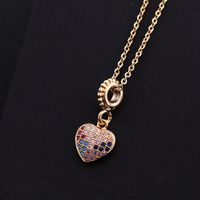 Europe And America Cross Border Love Pendant Necklace Micro-inlaid Color Zircon Clavicle Chain Geometric Girl Pendant Heart-shaped Necklace sku image 5