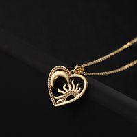 Europe And America Cross Border Love Pendant Necklace Micro-inlaid Color Zircon Clavicle Chain Geometric Girl Pendant Heart-shaped Necklace sku image 11