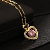 Europe And America Cross Border Love Pendant Necklace Micro-inlaid Color Zircon Clavicle Chain Geometric Girl Pendant Heart-shaped Necklace sku image 12