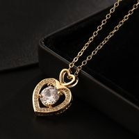 Europe And America Cross Border Love Pendant Necklace Micro-inlaid Color Zircon Clavicle Chain Geometric Girl Pendant Heart-shaped Necklace sku image 13