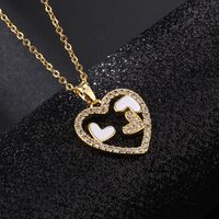Europe And America Cross Border Love Pendant Necklace Micro-inlaid Color Zircon Clavicle Chain Geometric Girl Pendant Heart-shaped Necklace sku image 15