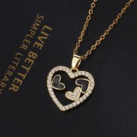 Europe And America Cross Border Love Pendant Necklace Micro-inlaid Color Zircon Clavicle Chain Geometric Girl Pendant Heart-shaped Necklace sku image 16